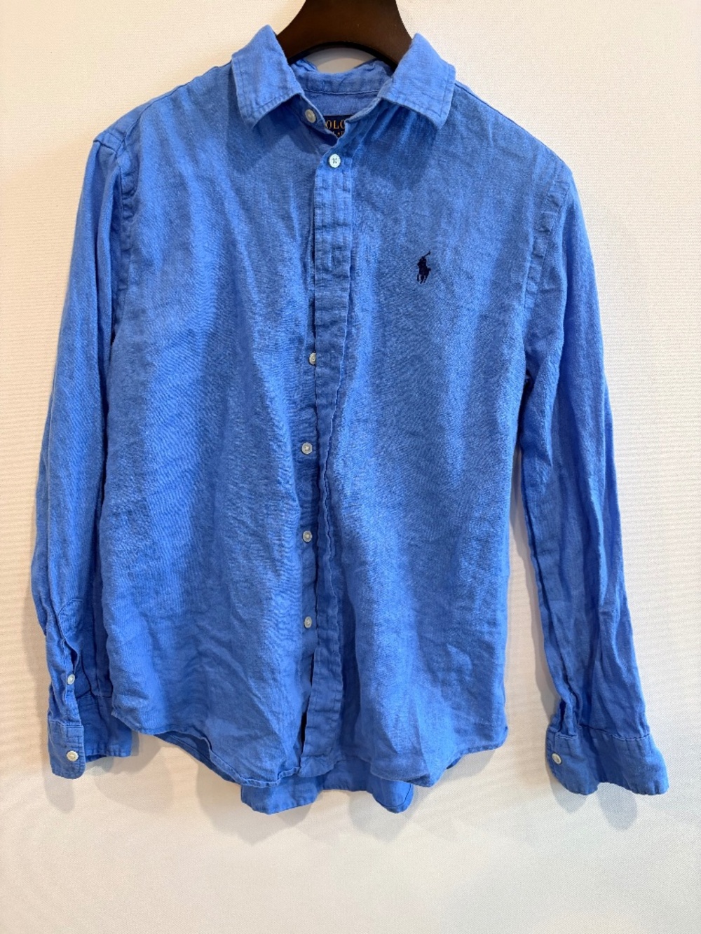 Polo Ralph Lauren Blue 100% Linen Relaxed Fit Button Down Shirt XS